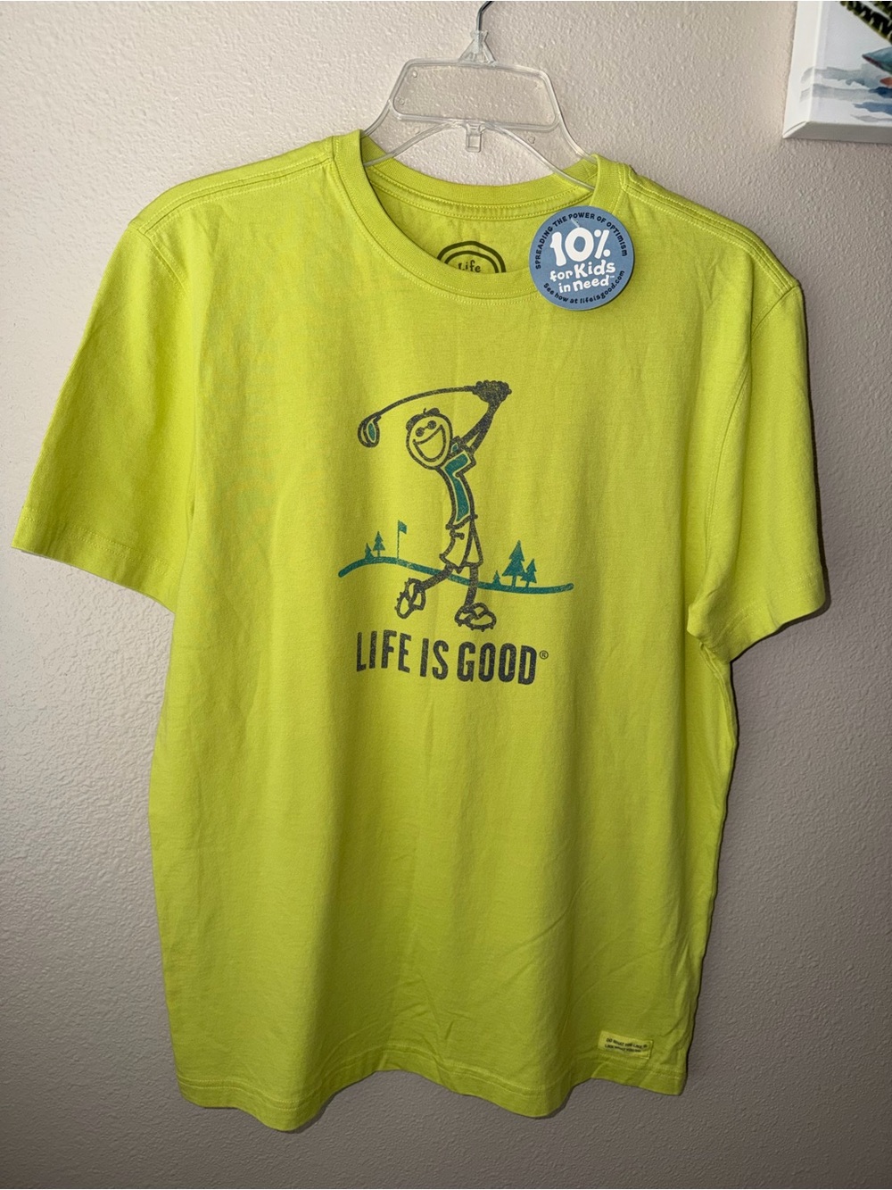 Life is Good Crusher Tshirt Men’s Small Muted Lime Green Golf 100% Cotton NWT